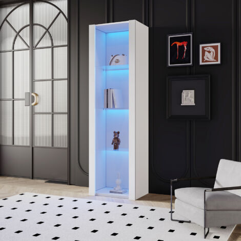 Vitrine Noire ML DESIGN Sur Pieds – 3 Étagères, 2 Portes Vitrées Polycarbonate, Salon