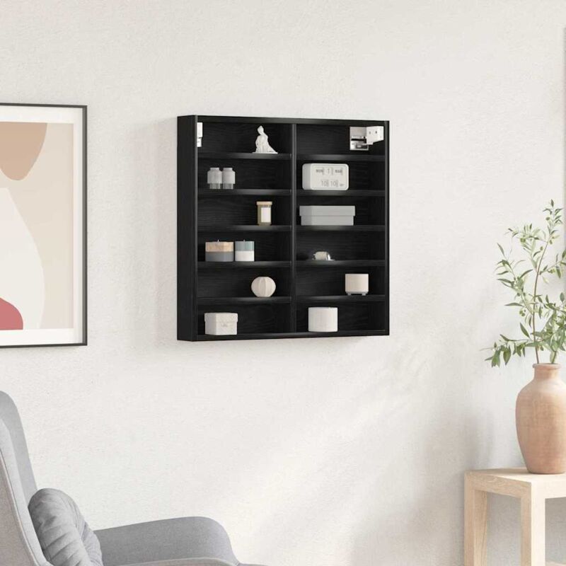 Torana - Cabinet d'Affichage avec étagère Chêne noir 60 x 8.5 x 58 cm