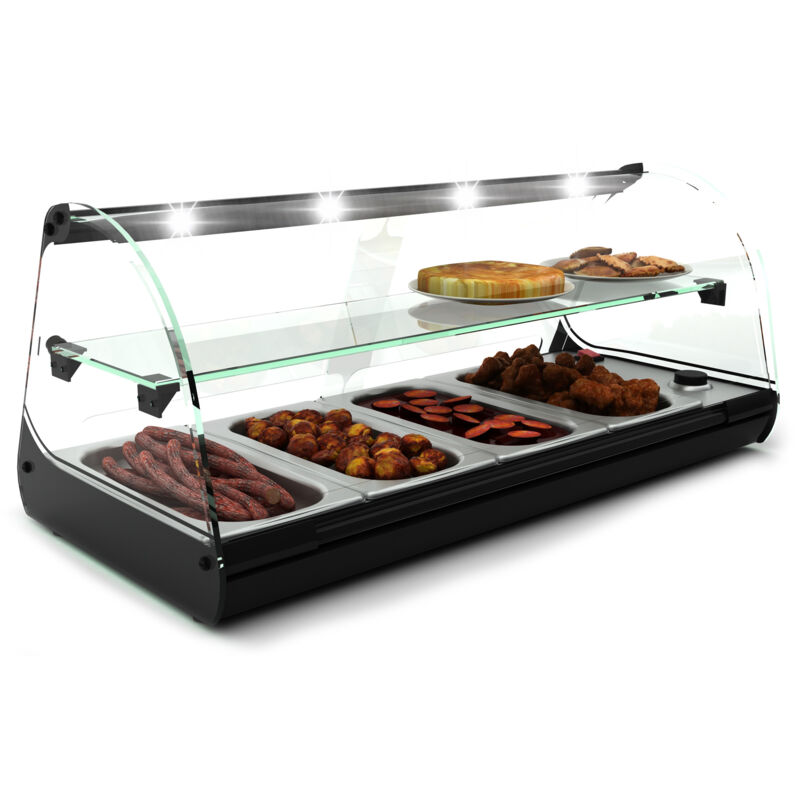 Vitrine Chaude Bain-Marie Deux Etagères avec Eclairage LED - 840 à 1190 mm - SAYL