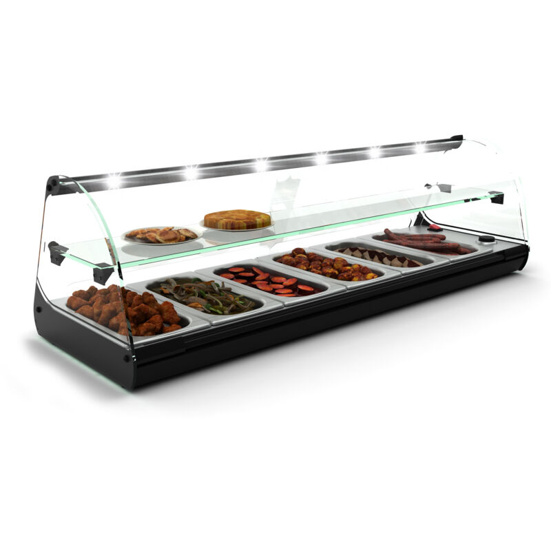 Vitrine Chaude Bain-Marie Deux Etagères avec Eclairage LED - 840 à 1190 mm - SAYL