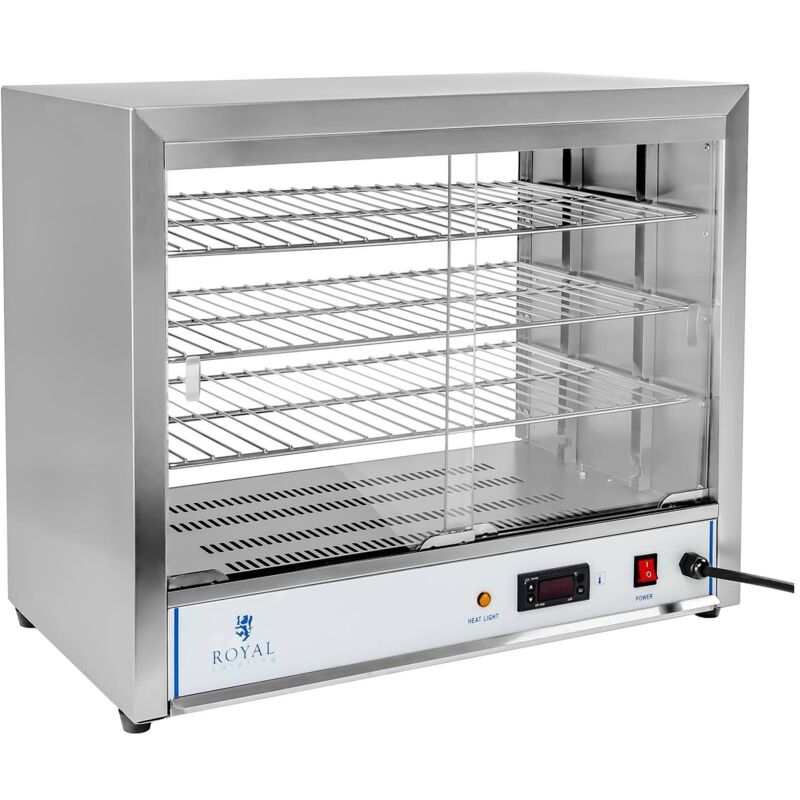 Royal Catering - Vitrine Chauffante En Inox Rcht-1000 3 Tablettes 230V 1000W 36 x 64 x 53 Cm