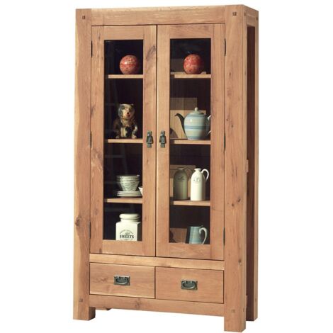 Vitrine chêne massif 100cm Lodge Casita LODVIT2 - 100x40x180 cm - Kayu Meuble