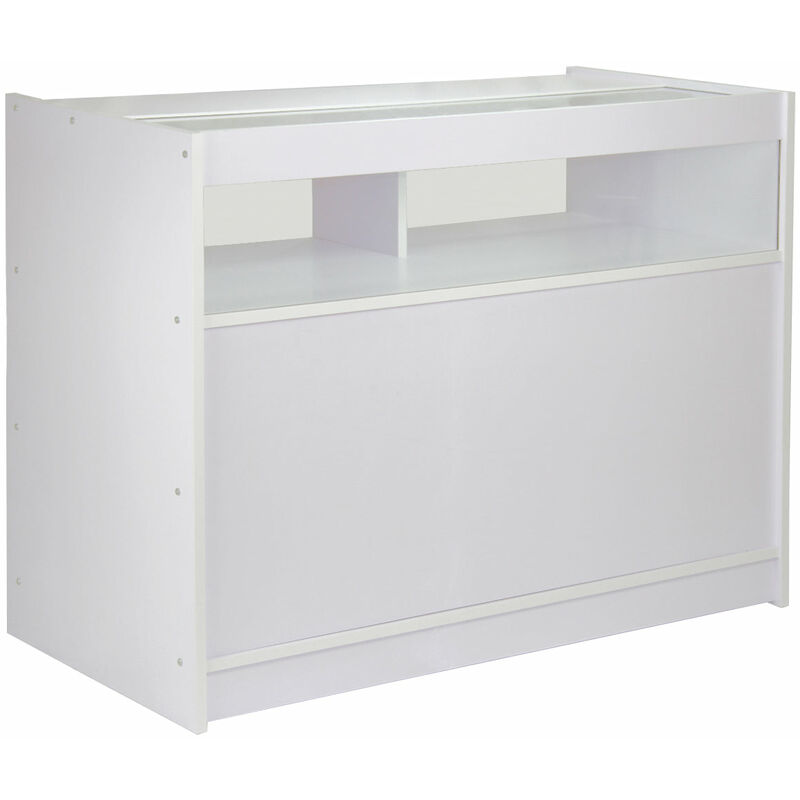 Monster-shop - MonsterShop – Vitrine Comptoir Blanc B1200 pour Commerces, Comptoir d'Accueil ou Présentoir de Marchandises