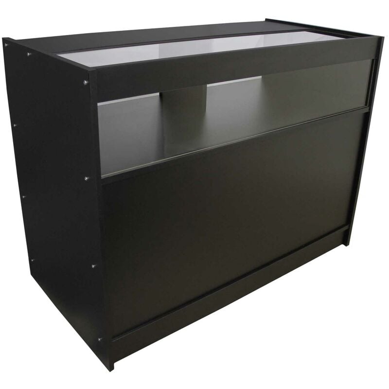 Monster-shop - Comptoir de Présentation de Marchandises Noir en mdf - 60 x 120 x 90cm - Meuble d'Accueil B1200 pour Magasin, Vitrine [Livré à Plat]