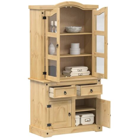 Vitrine Corona 100x48,5x179 cm Massivholz Kiefer vidaXL734407