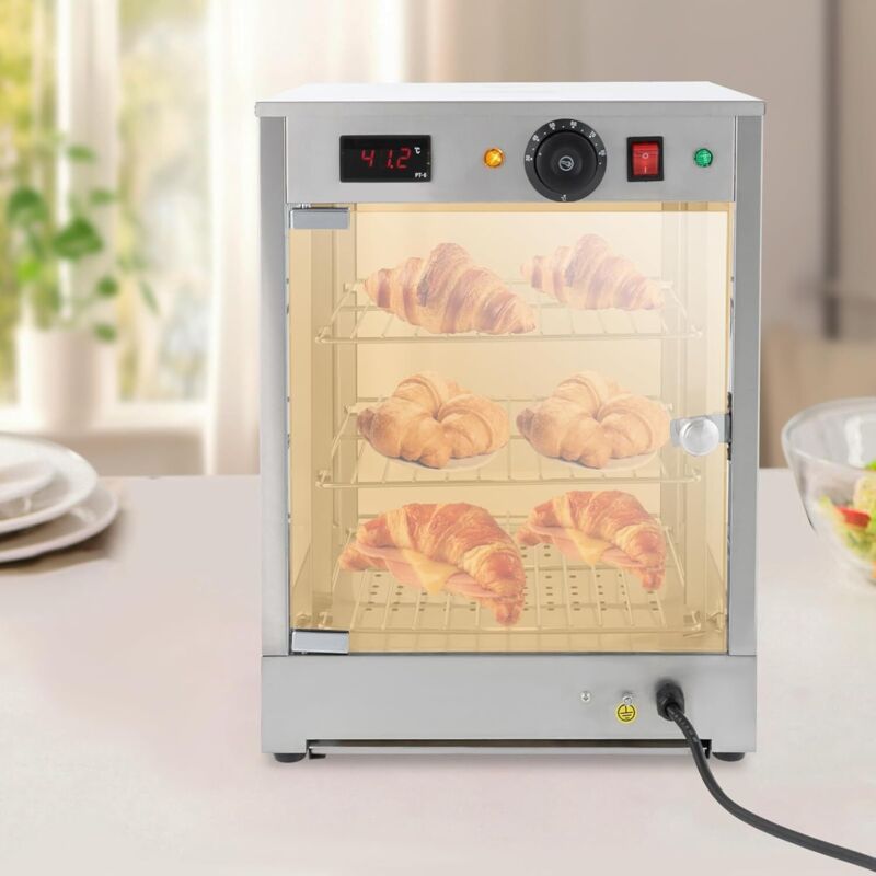 Vitrine de maintien au chaud, 800 W, électrique commerciale avec éclairage, comptoir chaud à 3 étages, température réglable, affichage numérique,