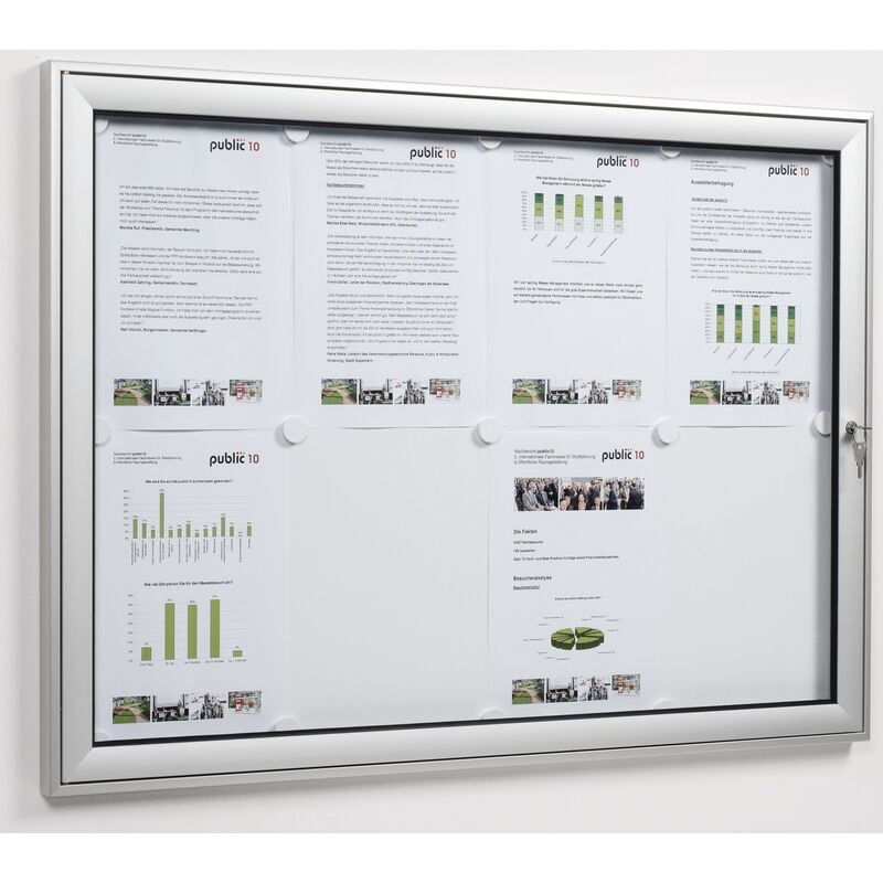 WSM - Vitrine de porte battante 8 x din A4 l930xH680mm cadre rectangulaire pour l'intérieur