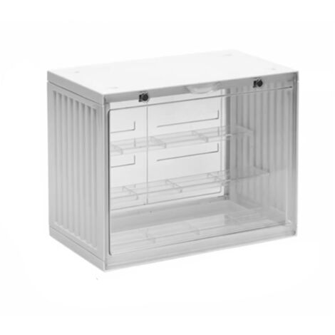 Vitrine de Présentation pour Figurines Action avec Porte Plexiglas - Compartiment Détachable, Modèle Stackable Blanc - 29.9x16.9x23.5cm