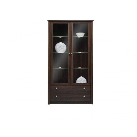 Armoire vitrine Enso 2 portes avec éclairage - anthracite Moderne