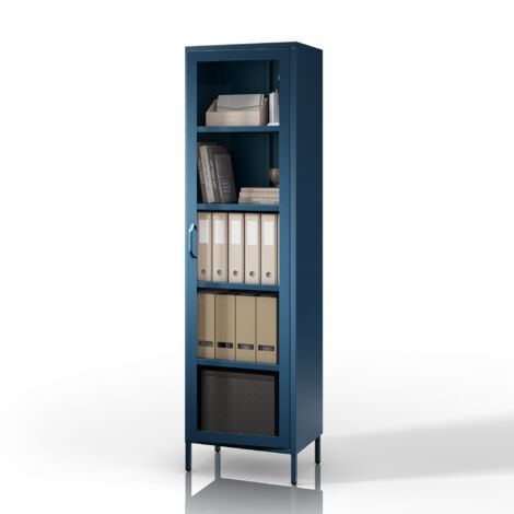 Vitrine de salon LUIGI 500 x 1800 x 350 mm, Moderne : bleu marine