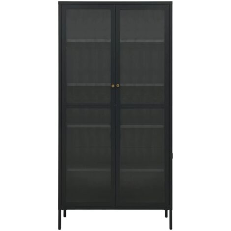 Vitrine d'exposition Anthracite 90x40x180 Acier-verre trempé