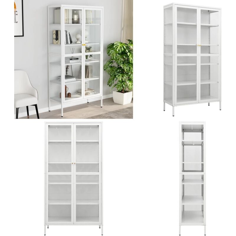 Vidaxl - Vitrine d'exposition Blanc 90x40x180 cm Acier et verre trempé - Vitrine Exposition - Meuble Rangement - Armoire Blanche - Mobilier Intérieur