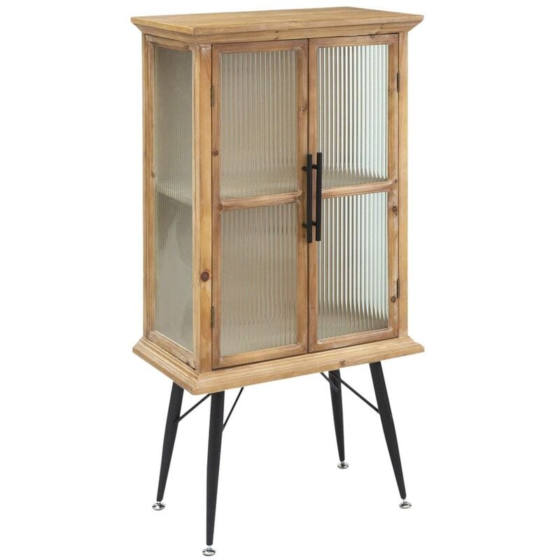 Made In Meubles - Vitrine en bois de sapin et verre strié 2 portes Nicole