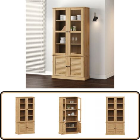 Vitrine en verre VIGO 85x35x170 cm bois massif de pin - Vitrine En Bois - Meuble Rangement - Display Case - Armoire Vitrée - Décoration Intérieure