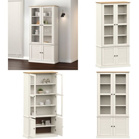 Vitrine en verre VIGO blanc 85x35x170 cm bois massif de pin - Vitrine en bois massif - Vitrine en pin