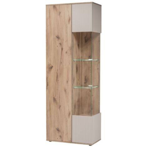 Vitrine ERINA – 2 portes – Chêne clair et beige
