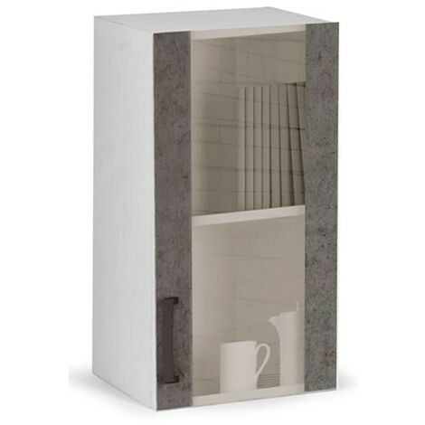 Vitrine gris ciment 1 porte en bois mélaminé h.72x40x32cm