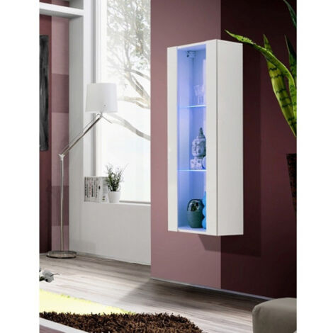 Vitrine LED Murale Design "Fly A2" 126cm Blanc