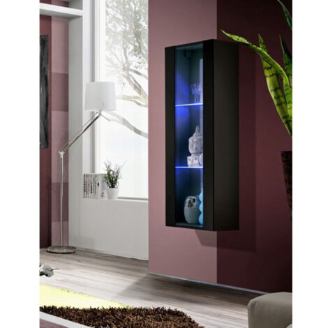 Vitrine LED Murale Design "Fly A2" 126cm Noir
