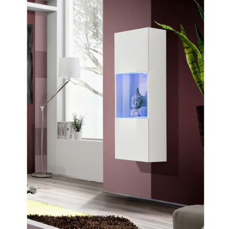 Vitrine LED Murale Design "Fly A3" 126cm Blanc