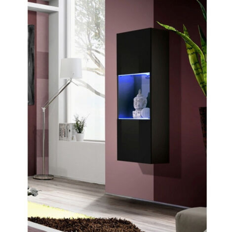 Vitrine LED Murale Design "Fly A3" 126cm Noir