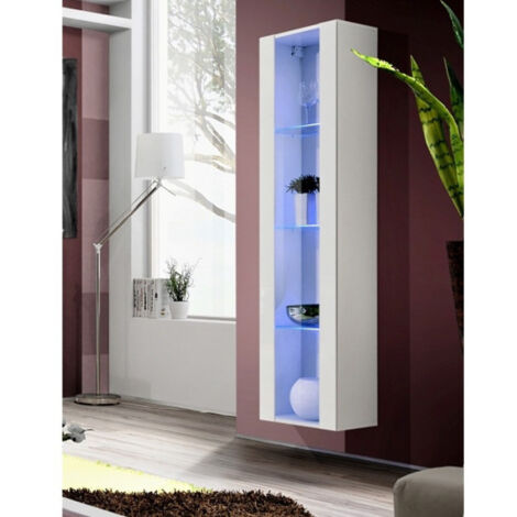 Vitrine LED Murale Design "Fly C4" 170cm Blanc