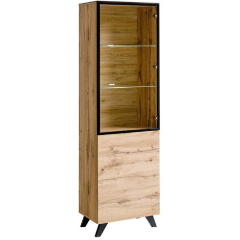 Vitrine LED "Thin" 197cm Noir & Naturel