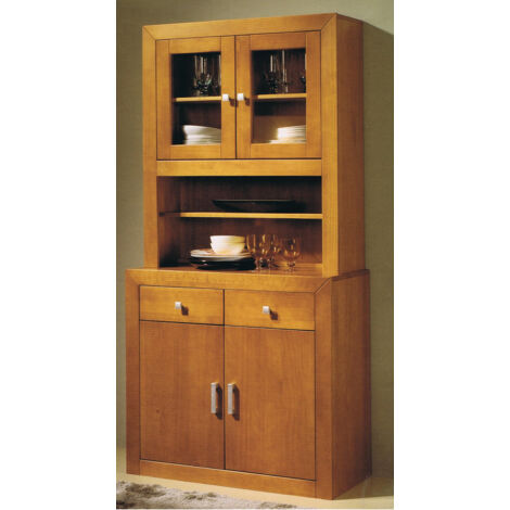 Vitrine Meuble de rangement en pin massif coloris cerisier - Longueur 91 x Profondeur 42 x Hauteur 187 cm