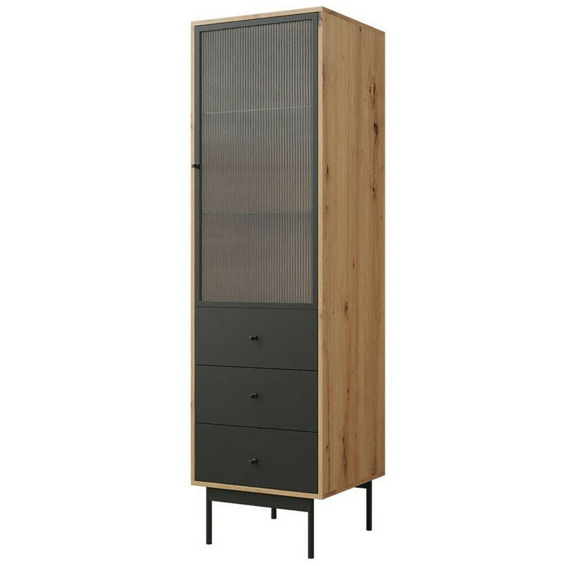 Mobilier1 - tagère Comfivo 416 , Fermé, Avec tiroirs, Avec des portes, Stratifié, Verre, Le nombre de portes: 0, Nombre de tiroirs: 0, 180x52x48cm