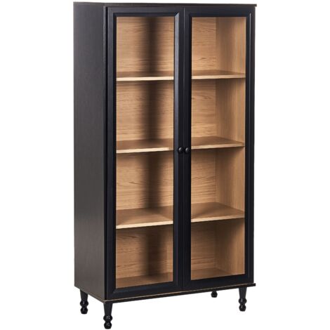 Vitrine mit Glastüren TINGLEDALE 80 cm Schwarz