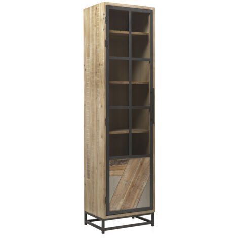 Vitrine mit Glastüren und -seiten, schwarzem Metallrahmen