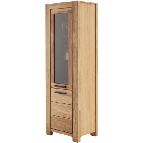 Vitrine mit Türanschlag links, Wildeiche teilmassiv geölt, SELISTE-06