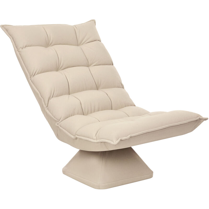 Homcom - Fauteuil relax grand confort pivotant inclinaison réglable 5 niv. épais garnissage mousse haute densité tissu velours microfibre beige