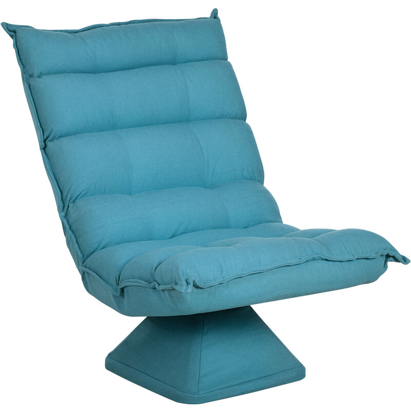 Homcom - Fauteuil relax grand confort pivotant inclinaison réglable 5 niv. épais garnissage mousse haute densité tissu velours microfibre turquoise
