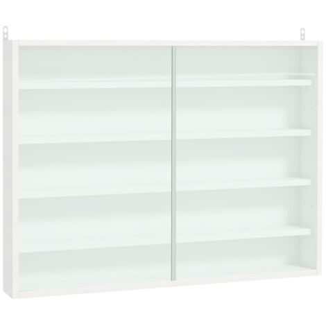 Vitrine murale à 4 étagères réglables pour objets de collection en verre et panneaux de particules 80 x 9,5 x 60 cm blanc