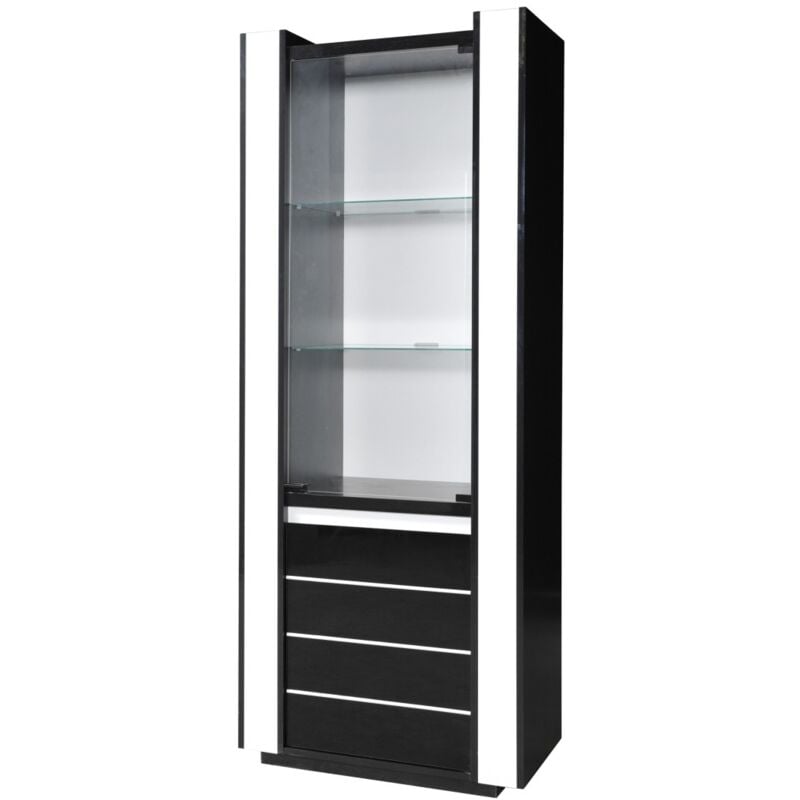 Meublorama - Vitrine petit modèle lina noire et blanche avec led