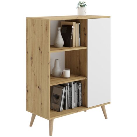 Vitrine Pieds en bois Fondi Chêne artisanal - blanc