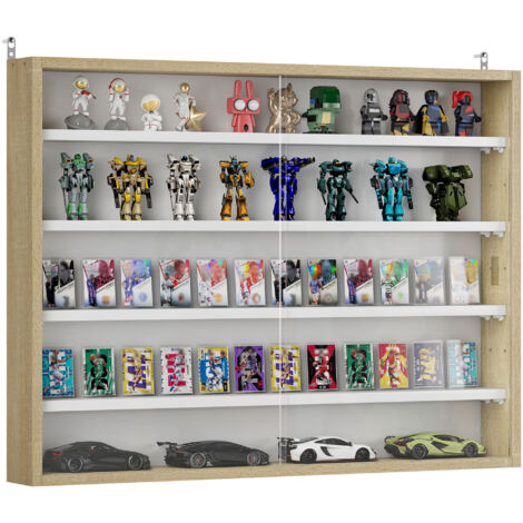 Vitrine pour collection vitrine murale 80 x 9,5 x 60 cm 4 étagères réglables en hauteur 2 portes coulissantes en verre