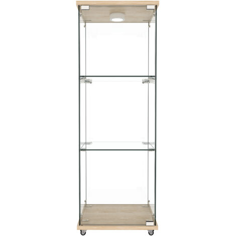 Vitrine robuste éclairée fonctionnelle MDF et verre Naturelle 42,50 x 36,50 x 120,00 cm