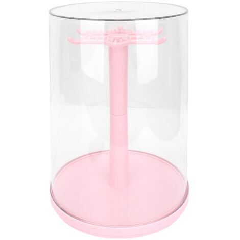 Vitrine Rotative pour Figurines avec Base en ABS Transparente et Protection Anti-Poussière pour Collection Pink
