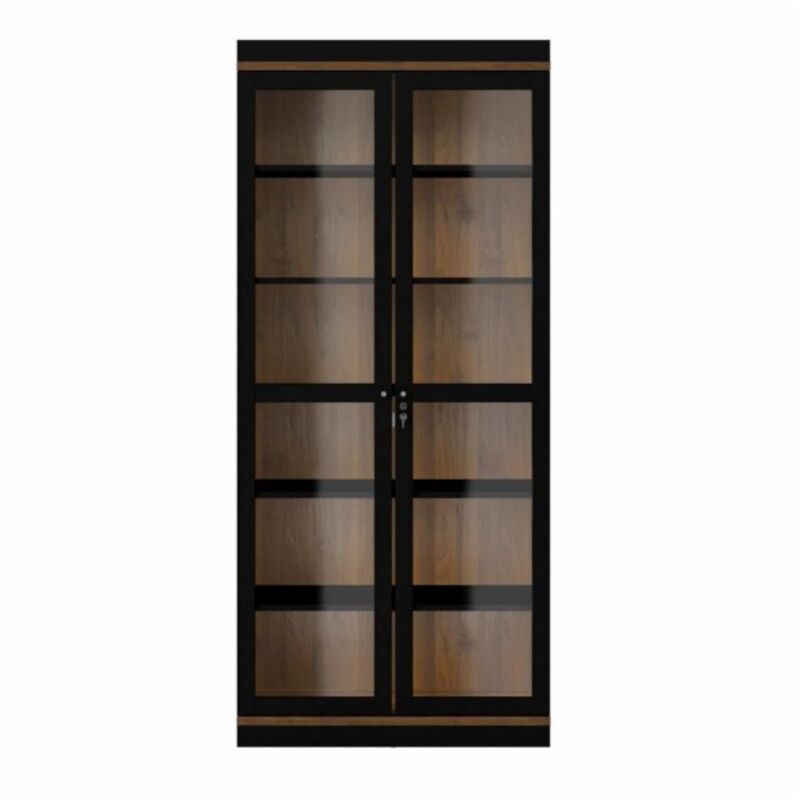 Abitare - Vitrine 203 cm noir mat et noyer - Fidenza