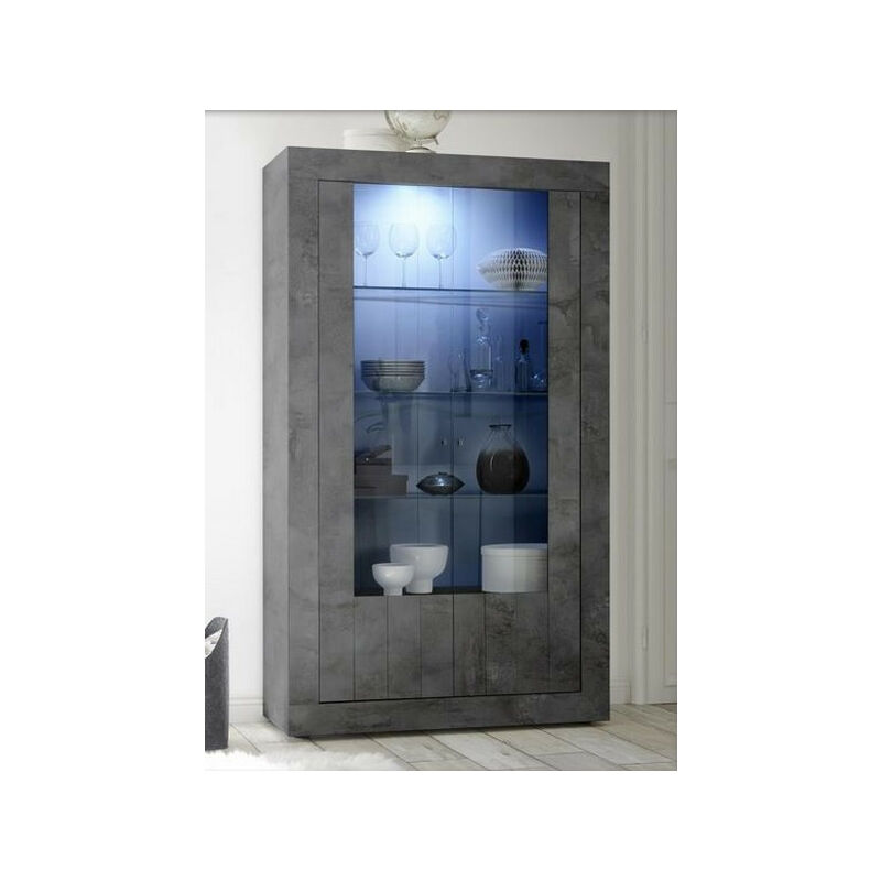 Azura Home Design - Vitrine samantha 2 portes anthracite 110x191 cm