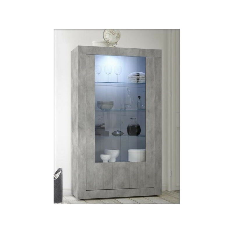 Azura Home Design - Vitrine samantha 2 portes béton 110x191 cm