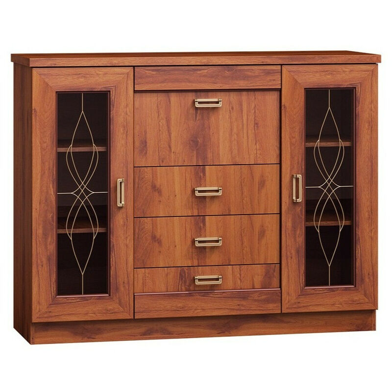 Commode Lircava 111, Chêne vieilli, Avec tiroirs et portes, Nombre de tiroirs: 0, 110x140x44cm