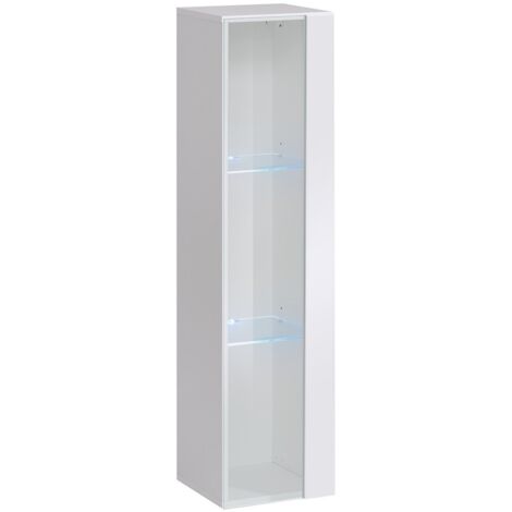 Vitrine suspendue – Blanc – Collection SWITCH – Porte vitrée et LED inclus – Petit modèle