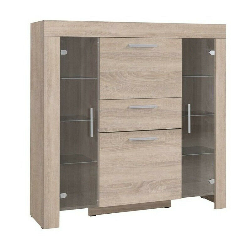 Mobilier1 - Commode Melfeli 104, Sonoma chêne, Avec tiroirs et portes, Nombre de tiroirs: 0, 131x130x42cm