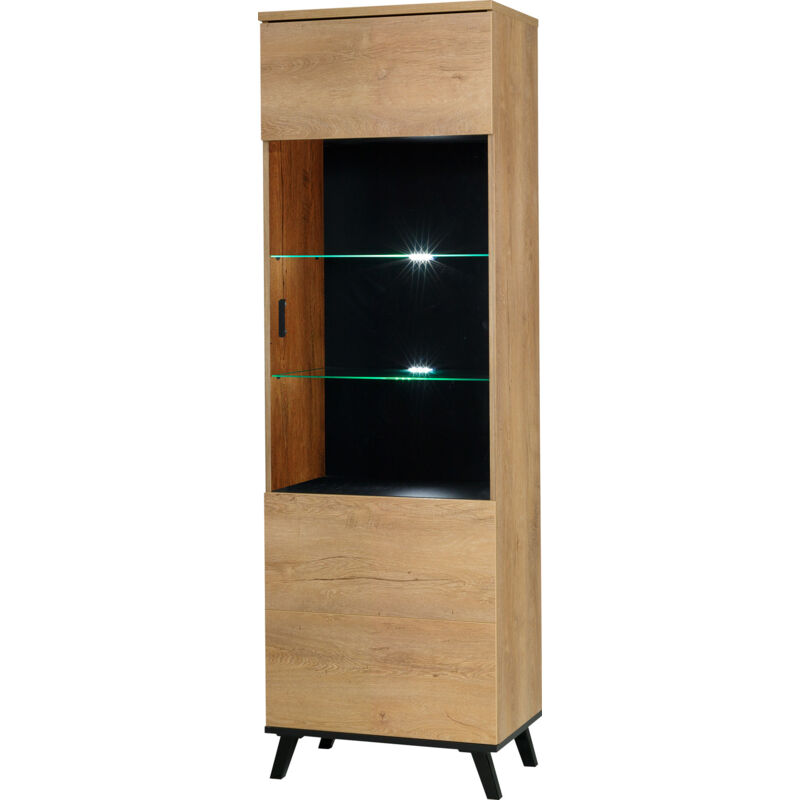 Mobilier1 - tagère Talsere 101 , Avec des portes, Fermé, Stratifié, Verre, Le nombre de portes: 0, Nombre de tiroirs: 0, 191x61x40cm