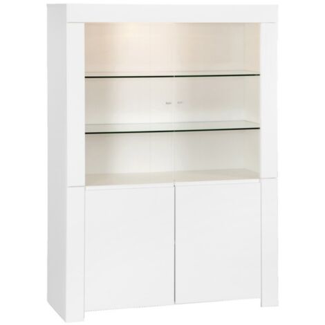 Vitrine vaisselier FOLOMI - Blanc Brillant - Style Design - 170x123x50