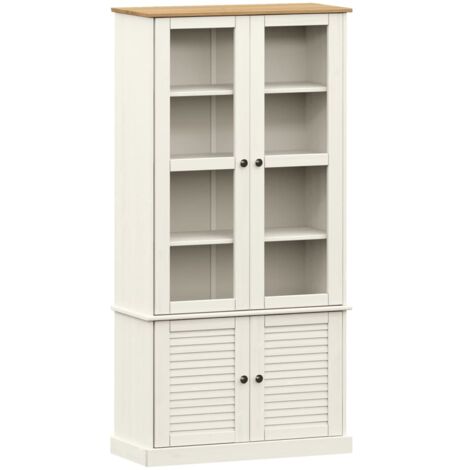 Vitrine VIGO Weiß 85x35x170 cm Massivholz Kiefer vidaXL