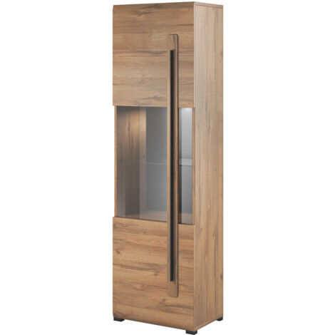 Vitrinenschrank Eiche Grandson Nb. TURDA-83 moderner Stil, B/H/T: ca. 60/204/39 cm